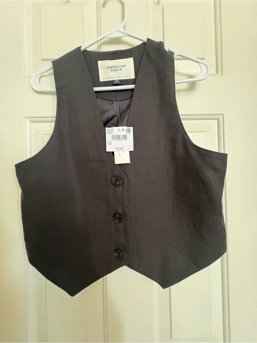 American Eagle Outfitters Women's Dark Gray Button Vest